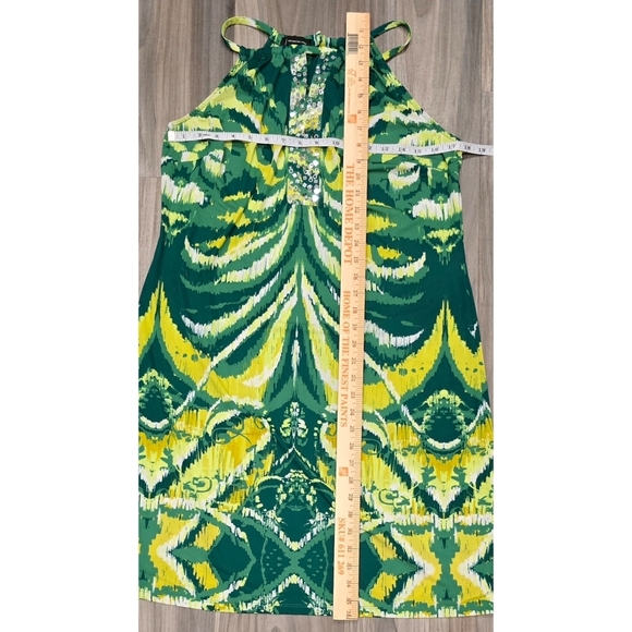 INC International Concepts Green and Yellow Dress Size Large - Picture 2 of 8